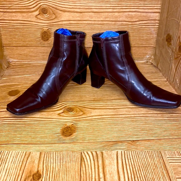 Franco Sarto Shoes - Franco Sarto shadow booties in brown faux leather EUC 1.5 inch heal 💯🔥🗽💯🔥